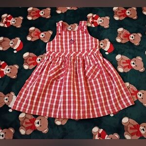 Vintage Rainbow Tag Gymboree Red Plaid Dress 3/4Y